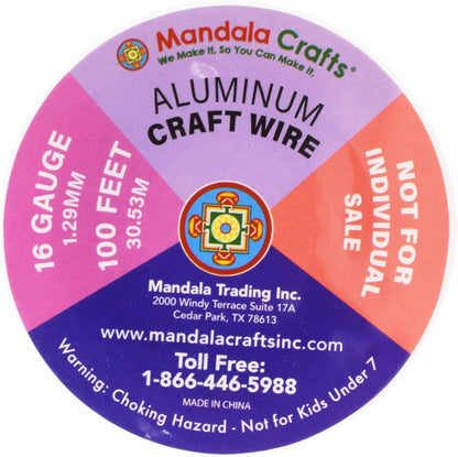 Mandala Crafts 16 Gauge Anodized Aluminum Craft Wire for Jewelry Making - 400 FT Colored Flexible Pastel Wire - Bendable for Bonsai Armature Crafting Sculpting - Crafty Corner