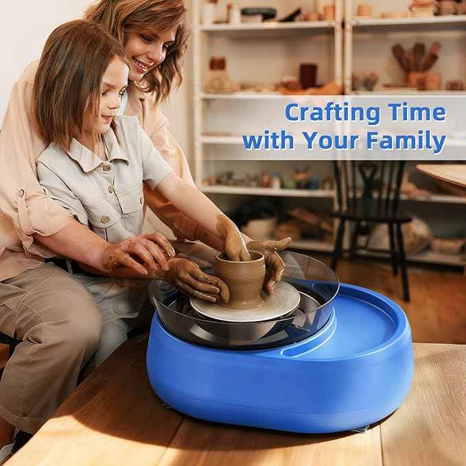 Pottery Wheel for Kids and Beginner - Upgraded Pottery Wheel with 6" Turntable with Two-Way Rotation, 2.2lb Clay, Art Supplies Sculpting Tools, Christmas Craft Gifts for Teens Kids Adults (Blue)