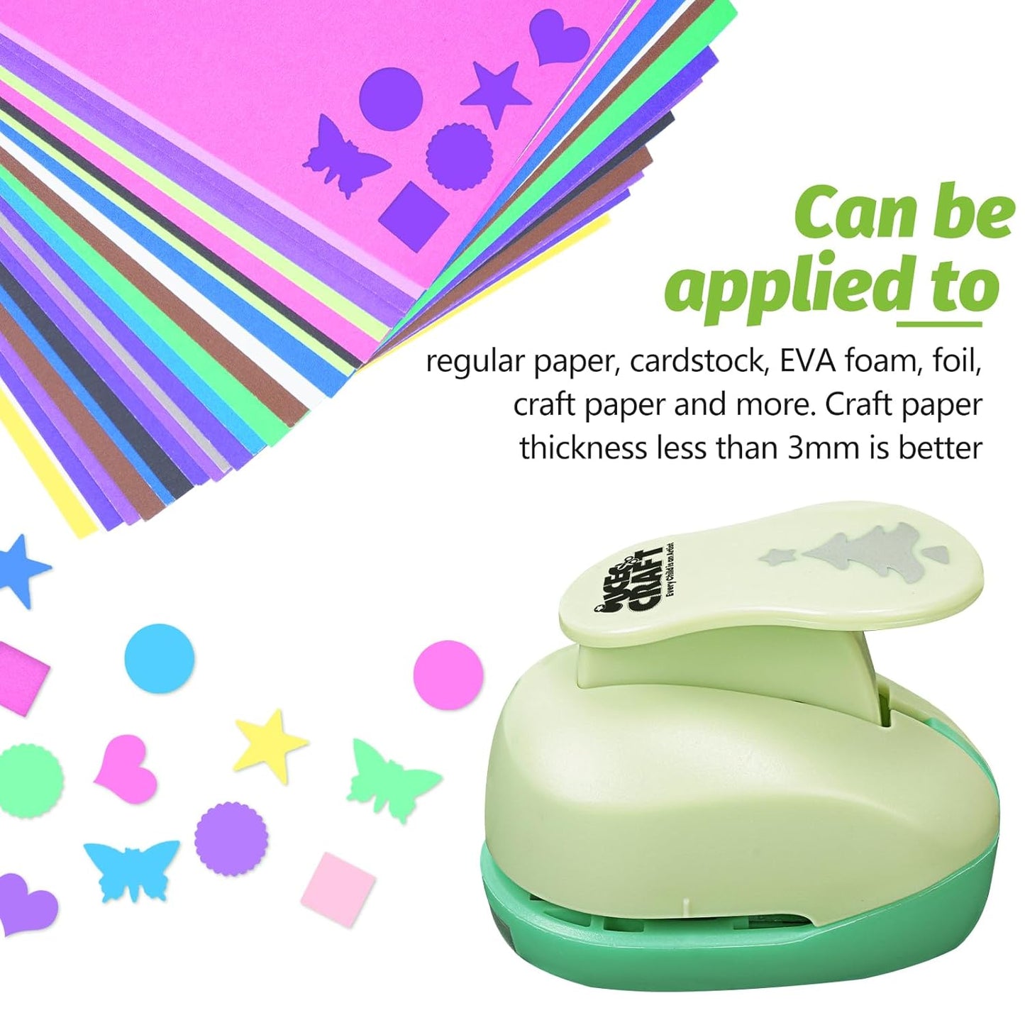 UCEC Hole Punch 1 Inch Craft Hole Punch Shapes, 36 Pieces Hole Puncher for Crafts Set with Craft Paper Cardstock, Mix Shape Designs Hole Puncher for Kids for Crafting Scrapbooking - Crafty Corner