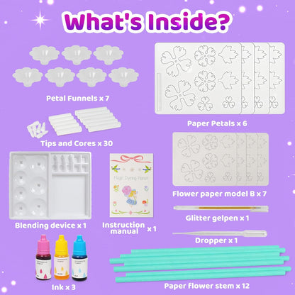Arts and Crafts for Kids, Paper Flowers Science Kit Magic Dyeing Flowers Crafting Color Changing Art Project Class Group Activities, Gifts for Birthday Thank You Christmas, Toys for Ages 5-12yrs