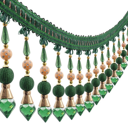 3yards Beading Fringe Trimming Long Beads Tassel Curtain Trim Ribbon Trim for Cover Edge Decorative (green) - Crafty Corner