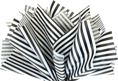 Flexicore Packaging Black Pin Stripe Print Gift Wrap Tissue Paper Size: 15 Inch X 20 Inch | Count: 100 Sheets | Color: Black Pin Stripe