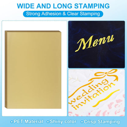 PATIKIL 11.7x8.3" Hot Stamping Foil Paper Sheet, 20 Sheets A4 Heat Transfer Hot Stamping Paper Foil for Leather DIY Logo Decor Craft Gift Package Scrapbook Card, Matt Gold