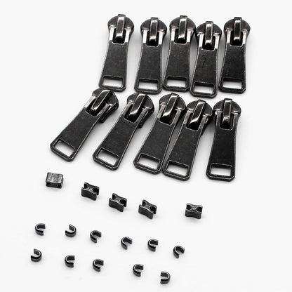 #5 Metal Zippers by The Yard Bulk 2 Yards Black Tape with 10 pcs Sliders Black Nickel Teeth Handmade Zipper for Sewing Craft Bag Backpack, Wallets, Purses Leekayer
