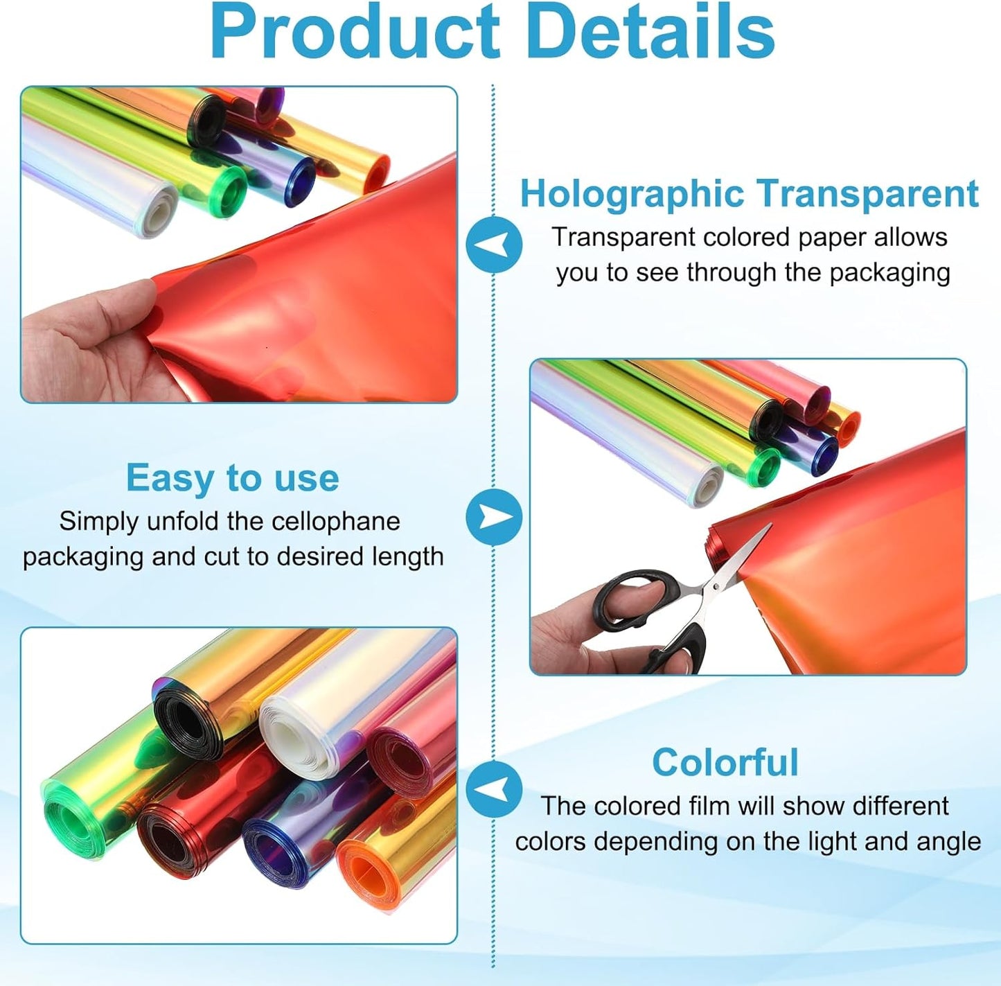 MECCANIXITY Holographic Clear PVC Vinyl Film Holographic PVC Fabric Waterproof Dichroic Film 12 x 48 Inch for Handbags Bows Earrings DIY Craft,Laser Light Yellow