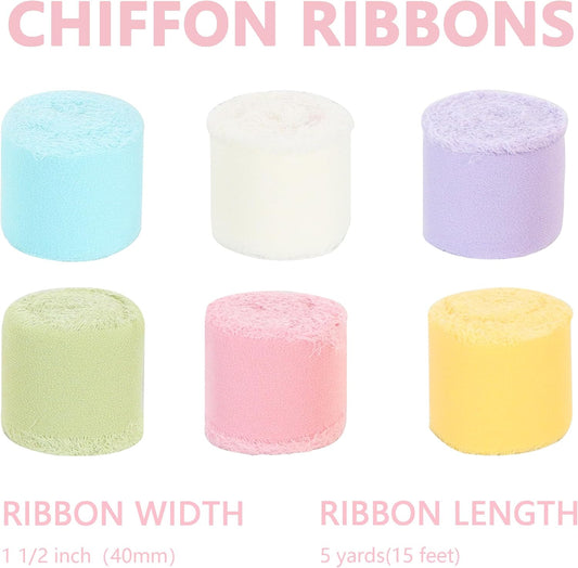 TONIFUL 6 Rolls Macarons Set Chiffon Ribbon 1 1/2 inch× 5 Yards Ribbon Fabric Silk Ribbon for Gift Wrapping Wedding Party Decoration Flower Bouquet Wrapping Bows Making DIY Crafts - Crafty Corner