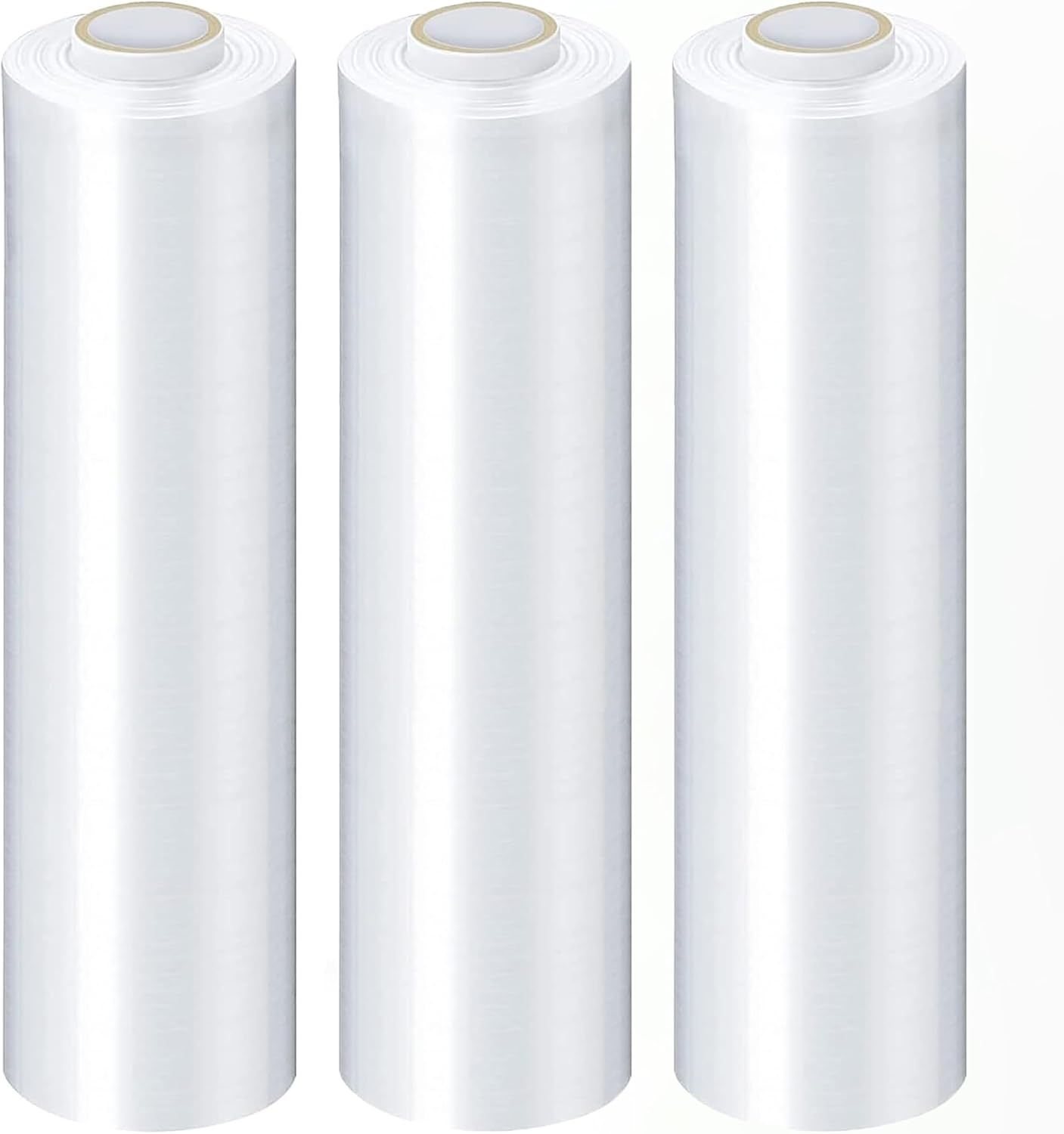 PSBM Stretch Wrap, 4 Pack, 12 Inch x 1500 Feet, 65 Gauge, Clear Plastic Cling, Cast Hand Stretch Film Rolls for Packaging Moving Packing Pallets