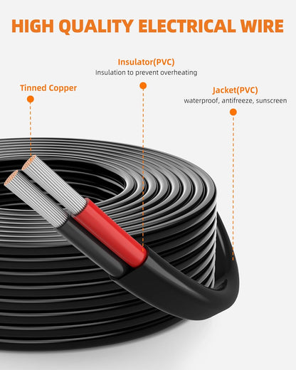 18 Gauge Wire, 18 AWG 2 Conductor Electrical Wire, Flexible/Oxygen-Free Tinned Copper/Stranded PVC 18/2 Cord for Automotive, Marine, LED Strips, Solar, RV, Lighting (200FT)