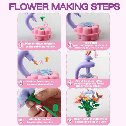 Fabric Flower Bouquets Toys, DIY Craft Kits Toys for Kids, Educational Arts & Crafts Toy, Build Your Own Flowers, DIY Creative Activity Christmas Birthday Gift for 4 5 6 7 8+ Year Old Toddler Girls
