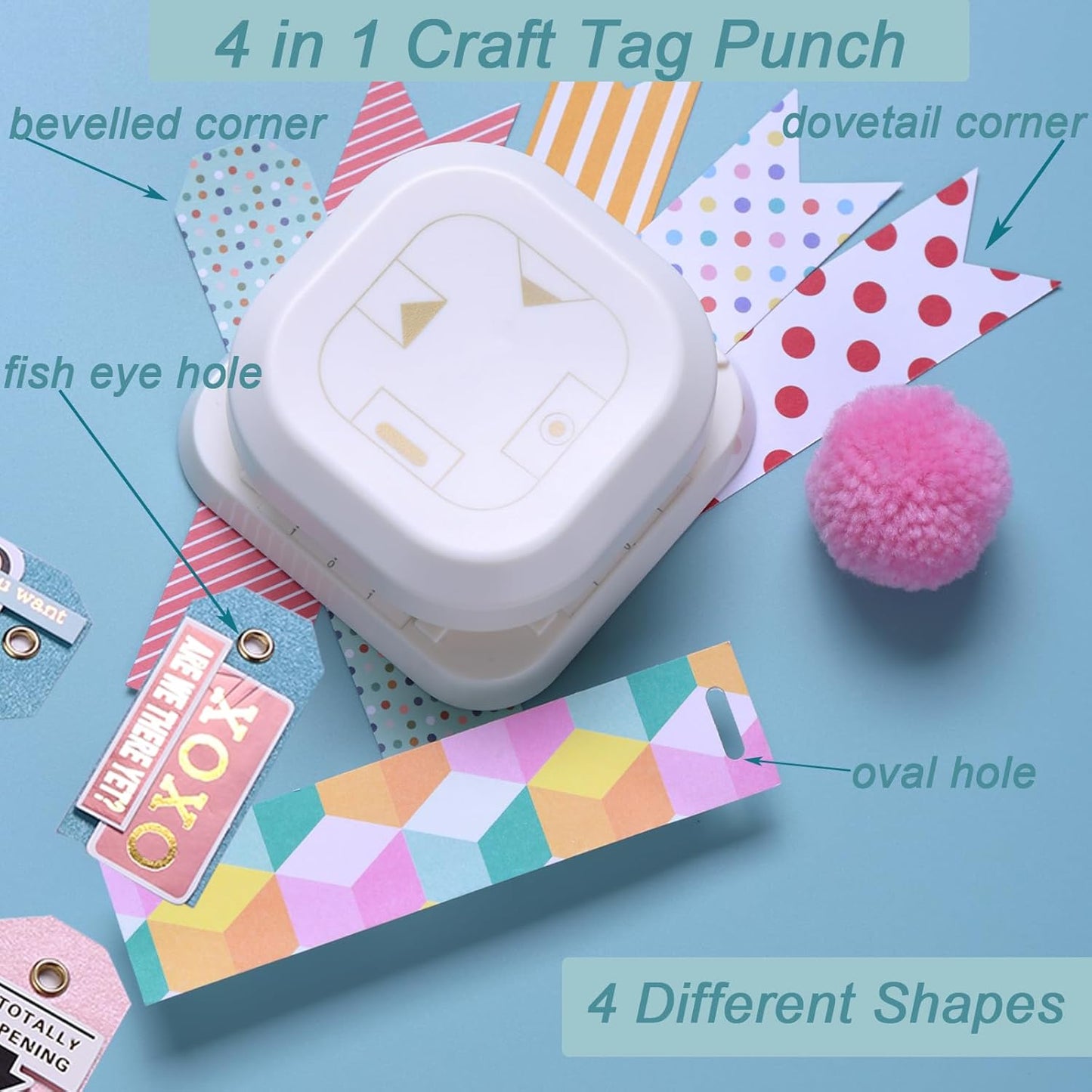 Craft Tag Punch Tag Paper Punches 4 in 1 Hole Puncher for Making Scrapbooking DIY Crafts Paper Punches (4 Shapes) - Crafty Corner
