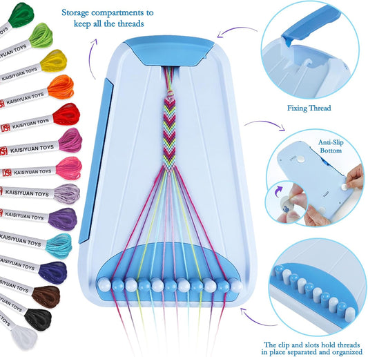 Friendship Bracelet Making Kit for Girls, Arts and Crafts Bracelets String Maker Kit for Kids Ages 8-12 Christmas Birthday Gifts (All Blue)