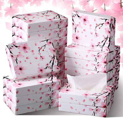 Yinder 24 Packs 960 Sheets Tissue Cube Car Facial Boxes Disposable Facial Travel Tissues Holder Soft Watercolor Boxes 2 Ply 40 Sheets for Wedding Household Car Kitchen Bathroom(Cherry)