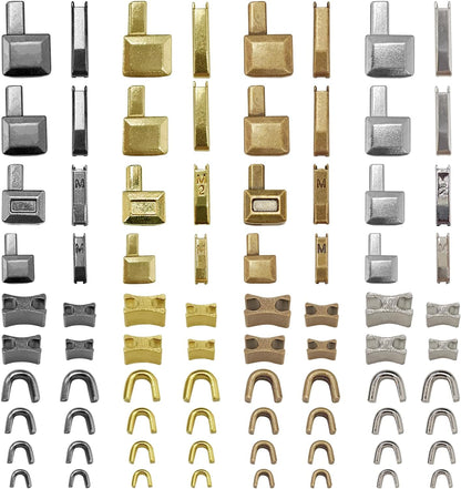 80pcs Metal Zipper Insertion Pin Kit Zipper Head Slider Accessories Stopper Repair Latch Slider Retainer Open-End Bottom Top Stops for Jackets Coats 4 Colors DIY Sewing Replacement, 4 Sizes