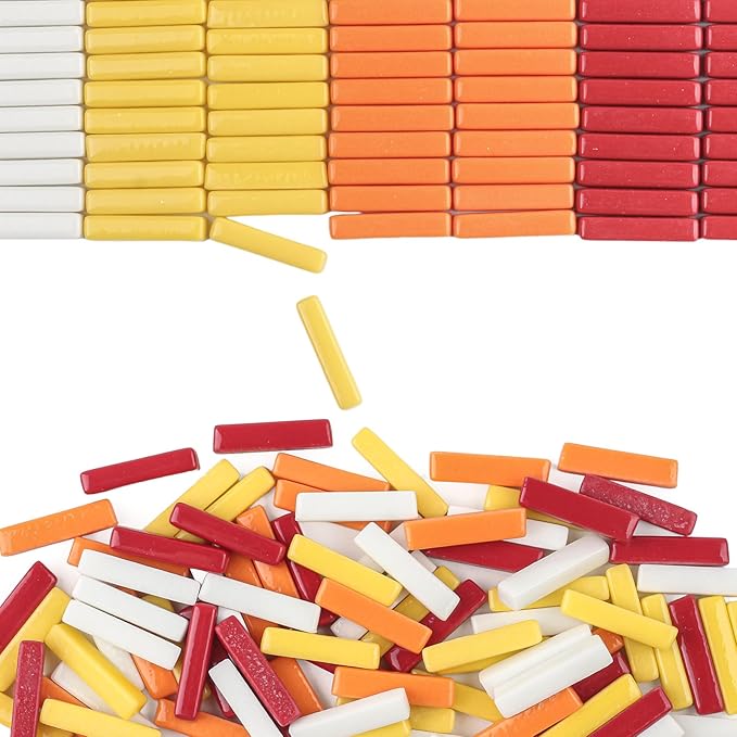 Youway Style Mosaic Tiles for Crafts Bulk,200g Mixed Colors Mosaic Glass Pieces,Strips Shapes Glass Tiles for DIY Crafts Art,Mosaic Supplies and Mosaic Projects (Multi-Red)