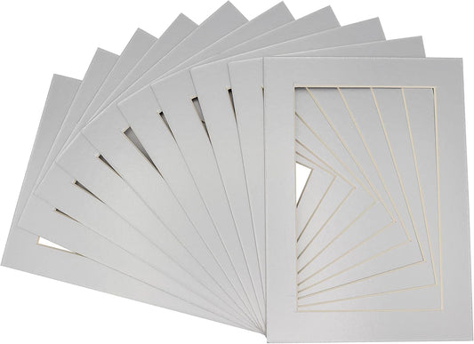 11x14 Mat for 8.5x11 Photo - Precut Metallic Silver Picture Matboard for Frames 11 x 14 Inches - Bevel Cut to Display Art 8.5 x 11 Inches - Acid Free Pack of 25 MATS with Backing Boards & Clear Bags