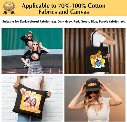 TransOurDream Heat Transfer Paper for Dark Fabric (40 Sheets, 8.5x11", Dark 3.0) Printable Iron on Transfers for Laserjet & Inkjet Printer, Printable Heat Transfer Vinyl for Tshirts (D3-40)