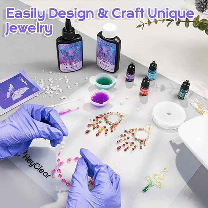 HeyClear UV Resin Kit Jewelry Making Supplies with 18 LED Beads UV Light -200g UV Resina Clear, Hard, Premixed and Fast Curing UV Glue for Coating, Create Decorations, DIY Art Crafts for Adults