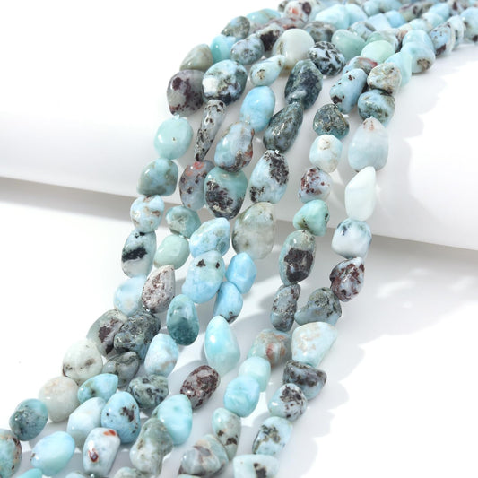 Larimar Pebble Nugget Oval Free Tumbled Stone 6-8mm Natural Gemstone Loose Beads Approx 15.5 inch for DIY Jewelry Making