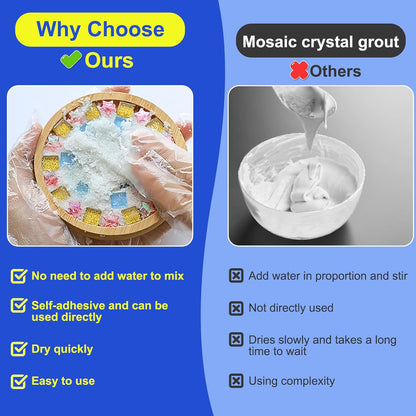 Mosaic Crystal Grout Kit with Scraper, Mosaic Crystal Sealant, Handmade Decorate Tessellated Coasters, No Need to add Water, Perfect for DIY Craft Projects & Tile Accessories (Translucent, 14oz)