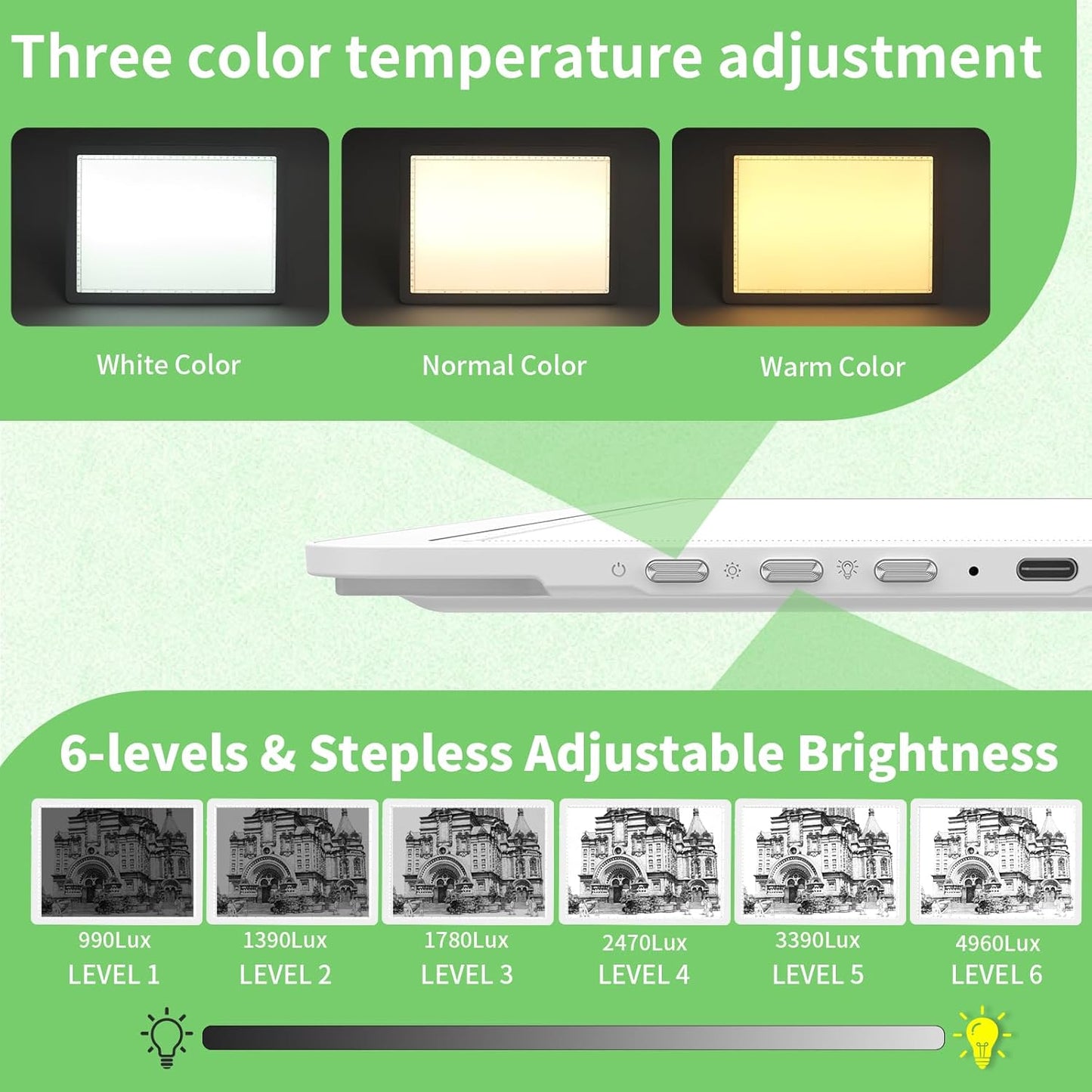 Phylosal Rechargeable A2 Light Pad for Diamond Painting 25.2''x18.4'', Magnetic Tracing Light Box for Drawing, Diamond Art Light Board with Side Button, Wireless LED Light Table for Sketching, Design