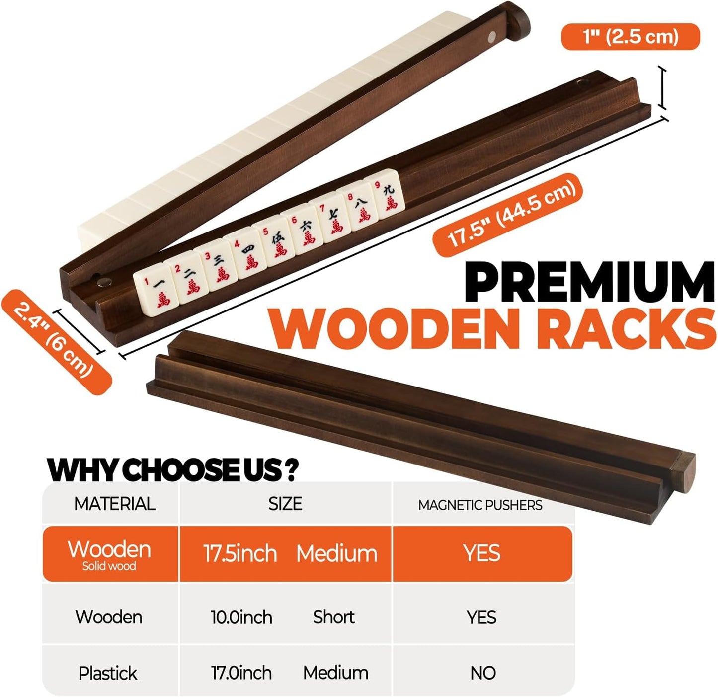 MUTEX American Mahjong Game Set, 166 Premium Mahjong Tile Set with Traveler Size Stylish Blue Carrying Bag, Western Mahjong Set with 4-Piece Walnut Wood Mahjong Racks/Pushers, Mahjong Ma Jong Set