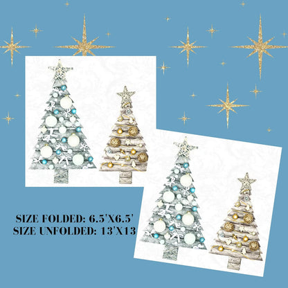 20-ct 13x13 Christmas Paper Decoupage Napkins, 3-Ply Servilletas Tissue Napkin for Dinner and Parties, Disposable Napkins (Trees Xmas)