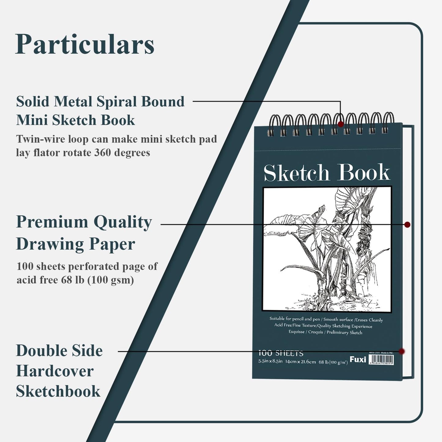 Small Sketchbook 5.5" x 8.5" - 2 Pack Top Spiral Mini Sketch Pad, Small Sketch Book Hard Cover, 100 Sheets Each 68lb/100gsm - Mini Drawing Paper for Kids, Portable Drawing Pad for Beginners & Artists. - Crafty Corner