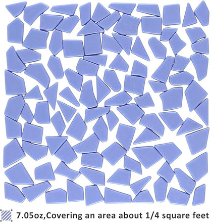 Youway Style Blue Glass Mosaic Tiles for Crafts Bulk,200g Broken Glass Pieces for DIY Spring Garden Mosaic Art Decor,Easter Decor