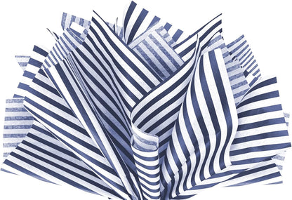 Flexicore Packaging Navy Blue Pin Stripe Print Gift Wrap Tissue Paper Size: 15 Inch X 20 Inch | Count: 100 Sheets | Color: Navy Pin Stripe