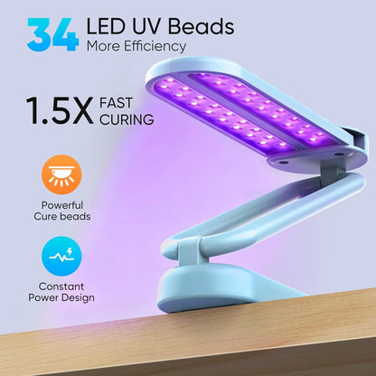 PPESULK Cordless UV Light for Resin Curing, Rechargeable Fast UV Light with 34 Beads and LCD Timer Display, Foldable Resin Curing Machine for Resin Molds, DIY Crafts, Jewelry Making(Blue)
