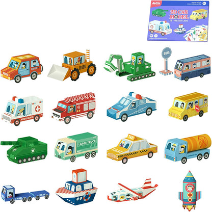 MIREONETRY Origami Paper for Kids Ages 6+,16 Style 3D Car Origami Paper Kit,Easy Origami Kits Art for Beginners Kids Adults,Best Gifts for Boys&Girls (car) - Crafty Corner