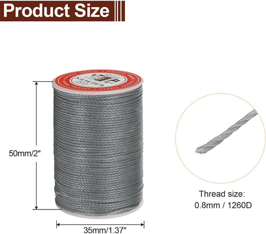 uxcell Round Leather Sewing Waxed Thread, 55m / 60 Yards Polyester Wax String, 0.80mm Wax Stitching Cord for Leather Crafts, Bookbinding, Bracelets Braided, Dark Coffee, 2pcs