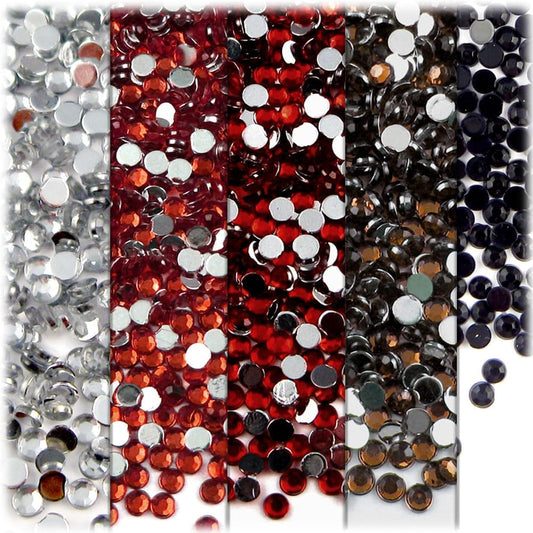 The Crafts Outlet 5-PK Set (7,200-Piece), Round 3mm Rhinestones, Flatback, Red Tones - Crafty Corner