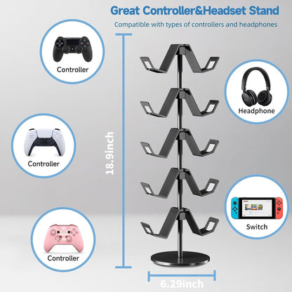 Controller Stand,5 Tier Controller Headphone Holder for Universal Headsets and Controllers,Black
