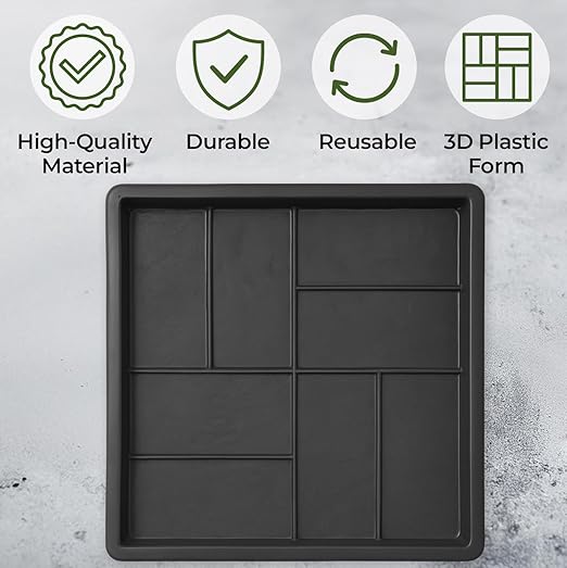 1 pcs Plastic Mold Concrete Parquet Patio Paving Mold - Large Reusable Beautiful Pathmaker Precast Concrete Molds and Forms Stampcrete for Walkways