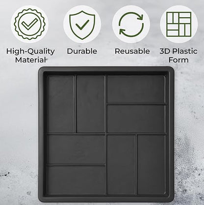 1 pcs Plastic Mold Concrete Parquet Patio Paving Mold - Large Reusable Beautiful Pathmaker Precast Concrete Molds and Forms Stampcrete for Walkways