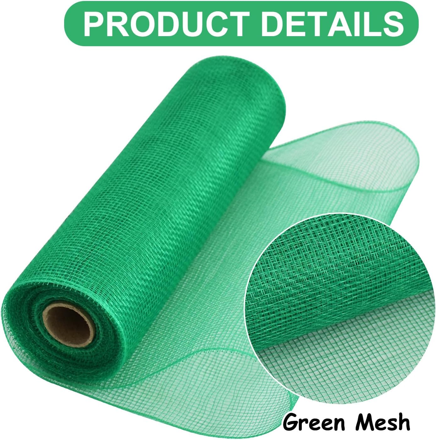 TONIFUL 2 Rolls 10 Inch Green Decorative Mesh Ribbbon Rolls, Fabric Mesh for Mesh Wreath Supplies, Front Door Wreath Crafts Tree Decor Christmas NewYears Halloween Decoration (10 yds/roll) - Crafty Corner