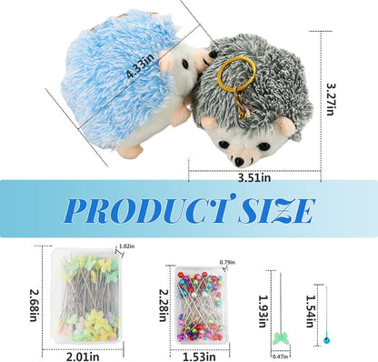 2 Hedgehog Sewing Pincushion with 200 Pieces Sewing Pins Set for Sewing DIY Projects