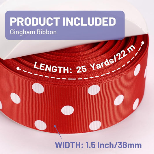 Polka Dot Grosgrain Ribbon 1.5 Inch, 25 Yards Spool Red and White Dot Craft Ribbon for Christmas Gift Wrapping DIY Crafts Hair Bows Wedding Party Decor Sewing and Home Decoration - Crafty Corner