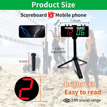 YZ Battery Powered Scoreboard Clock Timer with Buttons, Portable Digital Scoreboard with Remote, Electronic Scoreboard with Stand, Cornhole Score Keeper for Outdoor Yard Games/Shuffleboard/Pickleball