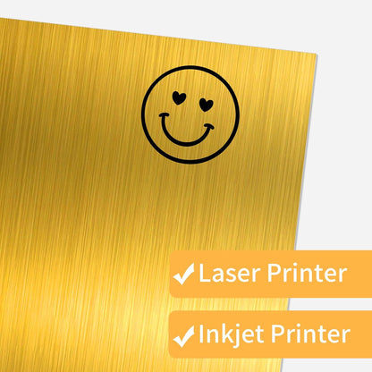 Gold Printable Sticker Paper, 20 Sheets Printable Holographic Gold Sticker Paper, Laser/Inkjet Printing-Letter Size (8.5" x 11")