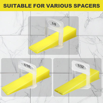 DGSL Tile Leveling System Tile Wedges, 400PCS Reusable Tile Leveling Wedges for 1/8", 1/16", 1/32" Tile Spacers, Tile Leveling Clips and Tile Leveler Installation