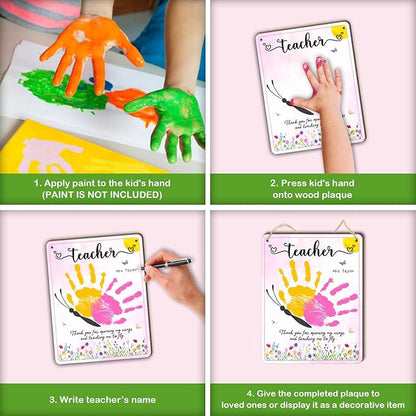 DIY Butterfly Handprints Craft Sign Gift for Daycare PreK Preschool Kindergarten Teacher, Butterfly Craft Teacher Appreciation Keepsake, End of Year Gifts from Students, Thank You For Opening My Wings