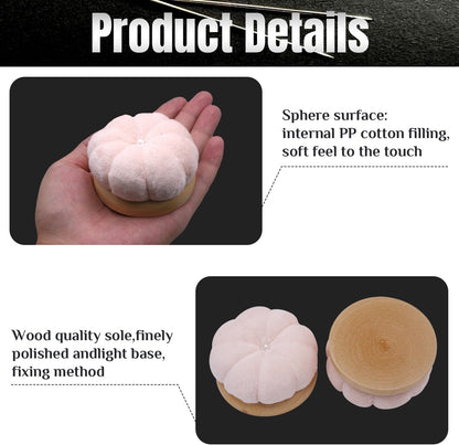 Uxney Pin Cushion,Wooden Sewing Pin Cushion Pincushion Needle Cushion for Sewing Quilting Needlework DIY Crafts(Light Pink,2 PCS)