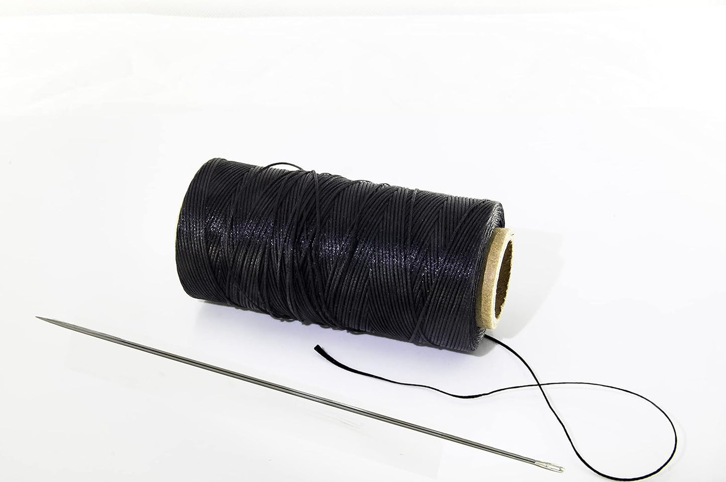 Marcobrothers 12" Professional Upholstery Large Eye Long Needle, Easy to Thread, with 2 Roll 284 Yard 150D 1mm-Width Leather Sewing Waxed Thread, Black (12 inch X 2)