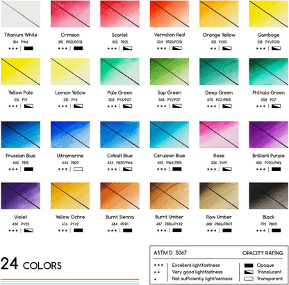 MEEDEN Watercolor Paint Tubes Set - 24 x 12ml/0.4oz Water Color Paints for Students Beginners