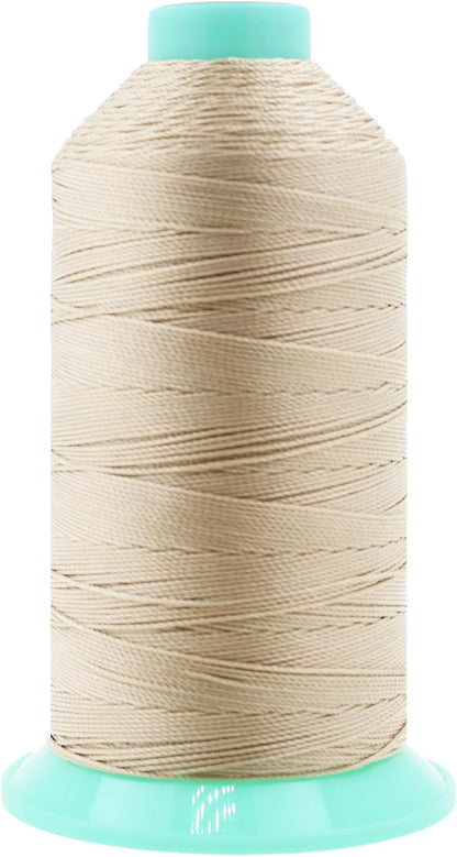 Mandala Crafts Bonded Nylon Thread Cream Heavy Duty Sewing Threads - 800 YDs Size 277 840D T270 Tex 270 Thread for Leather Jeans Weaving Outdoor Marine Upholstery Threads