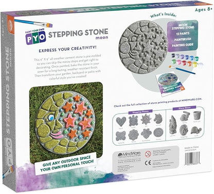 MindWare Paint Your Own Stepping Stone Kit - Mosaic Moon and Stars - Kits Include Paint and Brushes -
