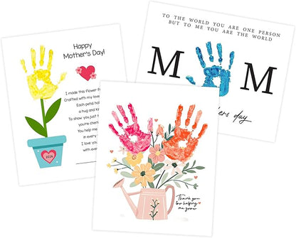 Pack 3 Handprint Floral Flower Bouquet Handprint Craft DIY for Mothers Day Card, Unique Gifts for Mom from Daughter or Son for Mother's Day,Best Presents for Moms, Best mom Ever Gifts, Mothers Day Decor for Mother's Day