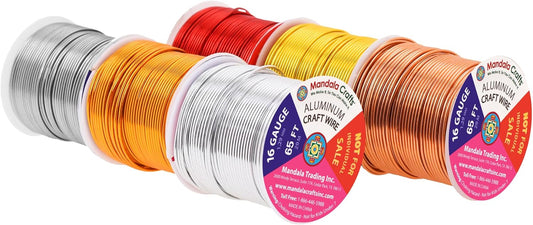 Mandala Crafts 16 Gauge Anodized Aluminum Craft Wire for Jewelry Making – 390 FT Colored Flexible Silver Copper Light Gold Gray Gold Red Wire - Bendable for Bonsai Armature Crafting Sculpting - Crafty Corner